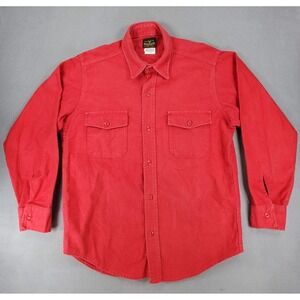 Vintage Deerskin By Melton Red Flannel Size L USA Made Thick Heavy Button Shirt